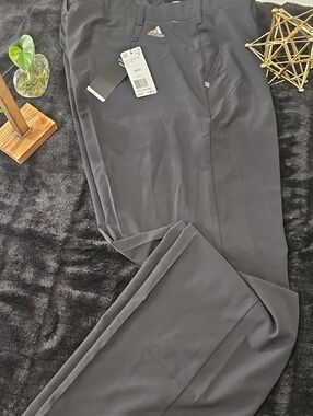 adidas Black Athletic Golf Trousers with Logo